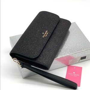 Kate Spade Shimmy Glitter Phone Wristlet Black